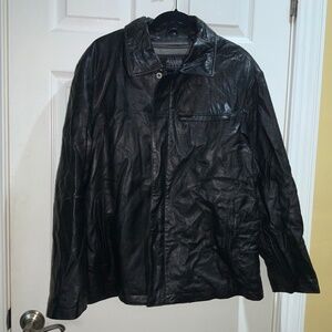 Wilson Leather zip front black jacket Sz M zip out Thinsulate lining unisex